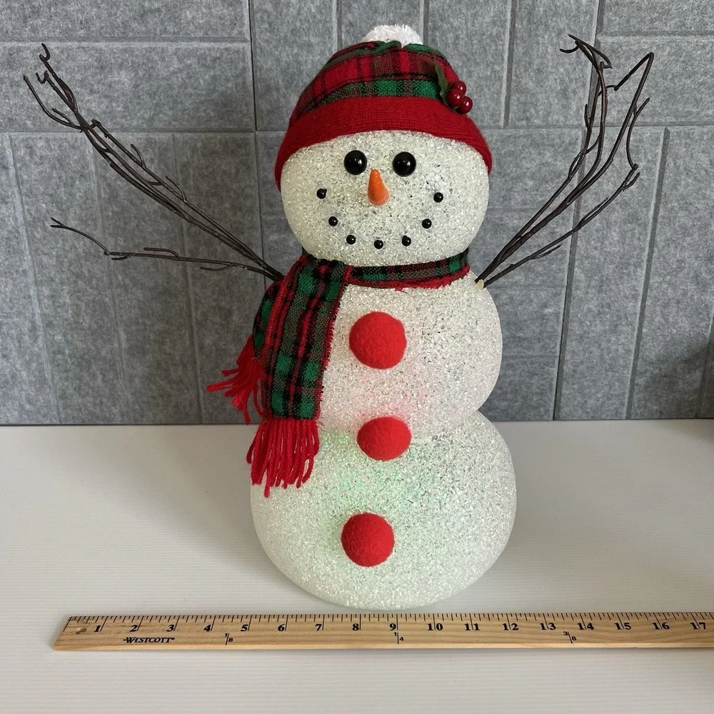 Vintage Melted Popcorn Snowman Color Changing Large 15